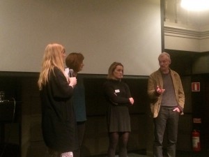 Panelsamtal. Fr v: moderator Malin Oest, Marina Johansson, Zanna Tvilling och Mats Paulsson.